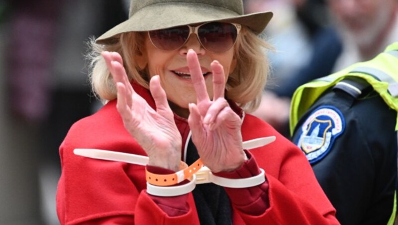 Jane Fonda wurde wurde vor dem Kapitol festgenommen. (Bild: AFP)