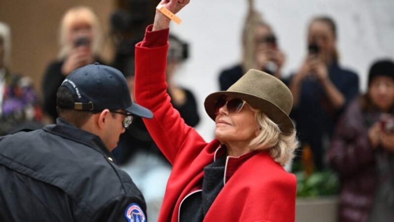 Jane Fonda nahm erneut an einem Klima-Protest vor dem Kapitol in Washington teil. (Bild: AFP)