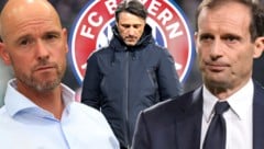 Erik ten Hag, Niko Kovac und Massimiliano Allegri (von li. nach re.) (Bild: GEPA, Bayern München)