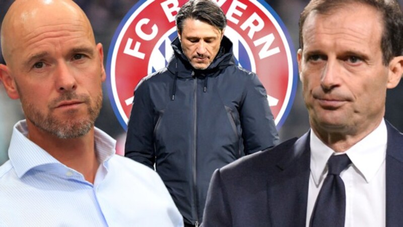 Erik ten Hag, Niko Kovac und Massimiliano Allegri (von li. nach re.) (Bild: GEPA, Bayern München)