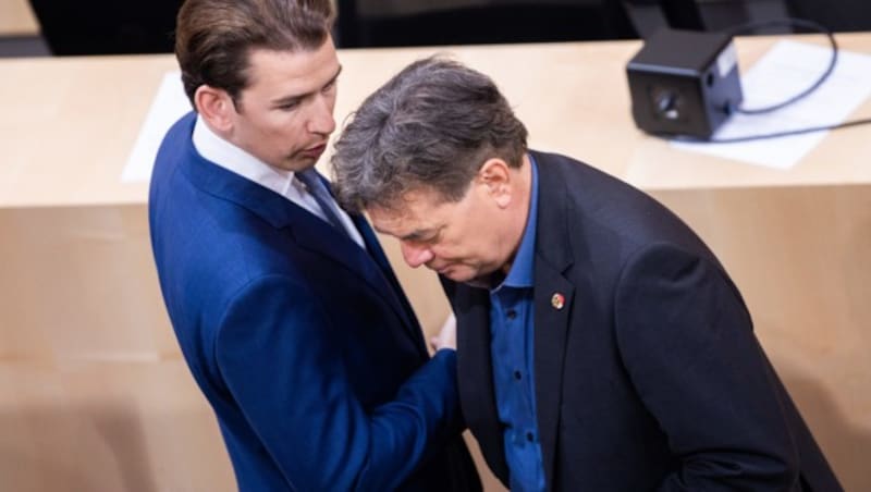 ÖVP-Chef Sebastian Kurz und der Bundesprecher der Grünen, Werner Kogler (Bild: APA/GEORG HOCHMUTH)