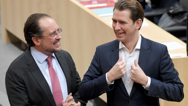 Außenminister Alexander Schallenberg und Ex-Kanzler Sebastian Kurz (Bild: APA/Roland Schlager)