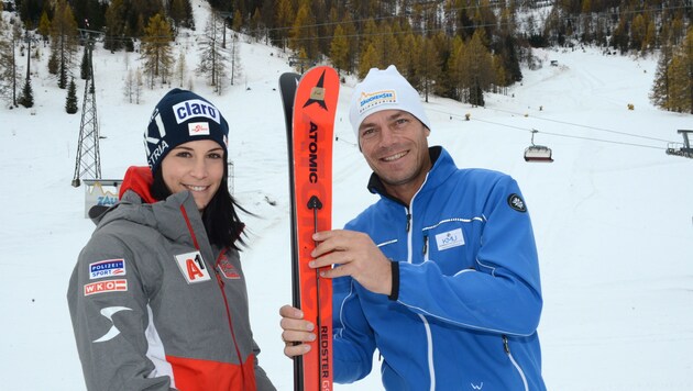 Abfahrts-Ass Mirjam Puchner und Ski-Legende Michael Walchhofer freuen sich bereits auf die Weltcuprennen in Zauchensee im Jänner 2020. (Bild: LAUXFOTO-SALZBURG)