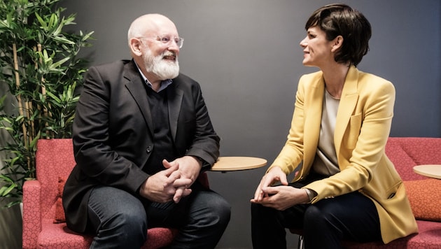 SPÖ-Chefin Pamela Rendi-Wagner im Gespräch mit dem künftigen EU-Klimakommissar Frans Timmermans (Bild: SPÖ/Visnjic)