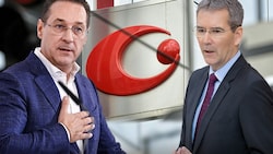 Beschuldigt in der Causa Casinos: Heinz-Christian Strache und Hartwig Löger (Bild: APA/HANS PUNZ, APA/GEORG HOCHMUTH, APA/Herbert Neubauer, krone.at-Grafik)