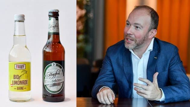 Alois Meir lässt neben vier Biersorten nun auch Limonade abfüllen. (Bild: Harald Dostal (2))
