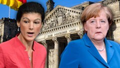 Sahra Wagenknecht (li.) ist mittlerweile beliebter als Angela Merkel. (Bild: AFP/TOBIAS SCHWARZ, AP, stock.adobe.com, krone.at-Grafik)