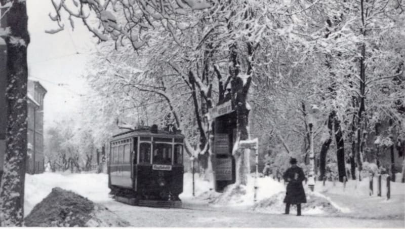Im Winter 1912, knapp nach der Eröffnung des elektrischen Betriebs. (Bild: TAÖ/AAvK)