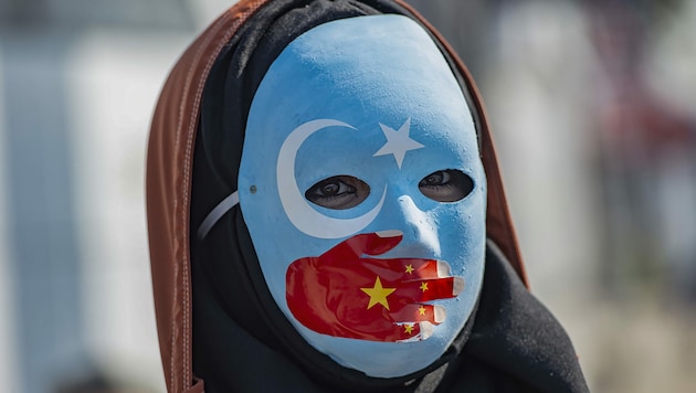 Protest gegen die Unterdrückung der Uiguren durch das Regime in Peking (Bild: AFP)