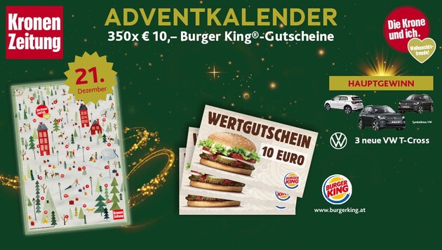 (Bild: Burger King, Kronen Zeitung, VW)