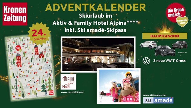 (Bild: Hotel Alpina, Kronen Zeitung, Ski amadé, VW)
