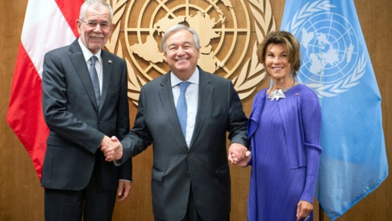 UNO-Vollversammlung im September in New York: Van der Bellen, Guterres, Bundeskanzlerin Brigitte Bierlein (Bild: APA/BUNDESHEER/CARINA KARLOVITS)