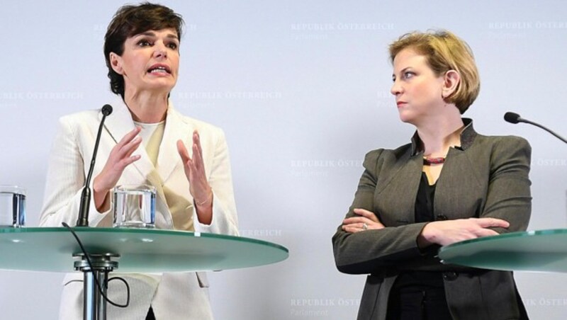 SPÖ-Chefin Pamela Rendi-Wagner und NEOS-Parteivorsitzende Beate Meinl-Reisinger (Bild: APA/HELMUT FOHRINGER)