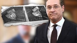 Wie das Ö1-„Morgenjournal“ berichtet, tauchten diese Fotos von Bargeld-Bündeln in einer Sporttasche im Ermittlungsakt Heinz-Christian Straches auf. (Bild: APA/HELMUT FOHRINGER, Ö1, krone.at-Grafik)