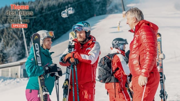 Franz Oberladers (re.) Skilehrer sind bereits auf der Schmitten unterwegs (Bild: EXPA/Stefanie Oberhauser)