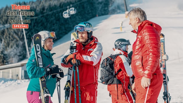 Franz Oberladers (re.) Skilehrer sind bereits auf der Schmitten unterwegs (Bild: EXPA/Stefanie Oberhauser)