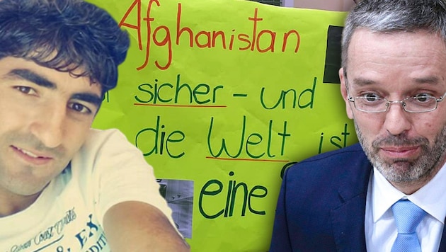 Empört reagiert FPÖ-Klubobmann Herbert Kickl auf die Aussetzung der Abschiebung des 22-jährigen Afghanen Ziaulrahman Zaland. (Bild: Zia Zaland, Flüchtlingshilfe Langenlois/Anita Stemberger-Chabek, APA/GEORG HOCHMUTH)