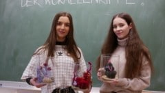 Korallen handgemacht! Karla Erl, Helena Egger (v. li.) und Klassenkolleginnen häkelten für den ersten Klimaaktionstag an der Linzer HBLA für künstlerische Gestaltung farbenfrohe Meeresriffe. (Bild: LiveBild)