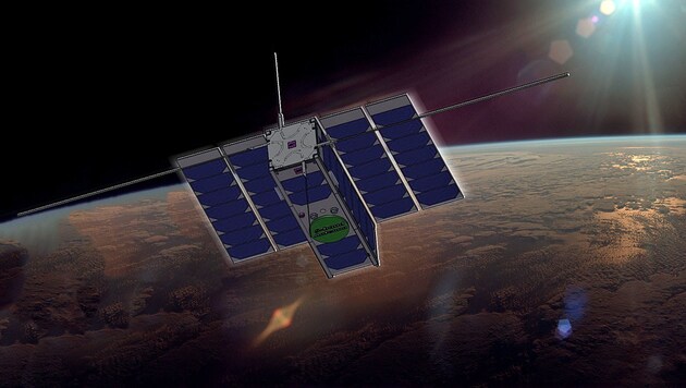 Künstlerische Illustration: Der Nanosatellit OPS-SAT kreist in einer Höhe von 515 Kilometern um die Erde. (Bild: ESA/ATG medialab)