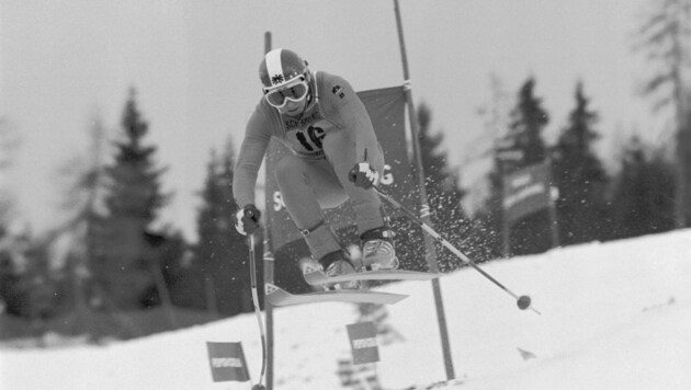 Download von www.picturedesk.com am 22.12.2019 (10:42). Der österreichsiche Skirennläufer Franz Klammer bei der Herren Abfahrt in Schladming. 22. Dezember 1973. - 19731222_PD0003 (Bild: Votava / Imagno / picturedesk.com)