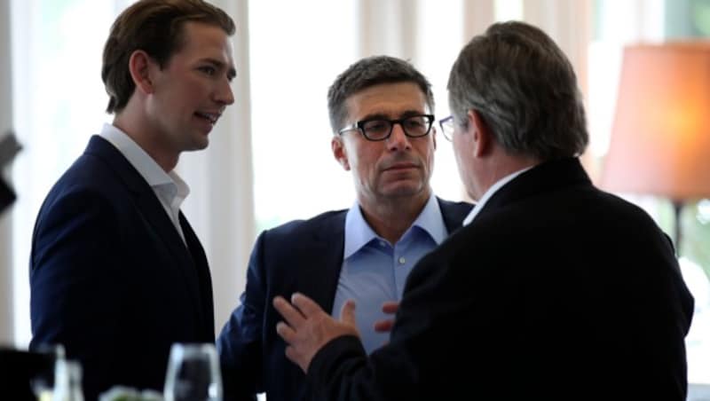 Kurz, Katzian und Pándi beim Talk (Bild: ANDREAS TROESTER)