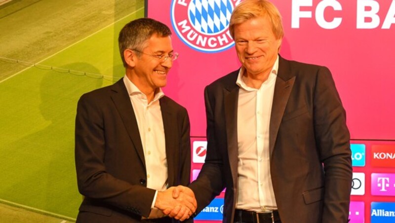 Oliver Kahn (re.) mit Bayern-Präsident Herbert Hainer (Bild: GEPA)