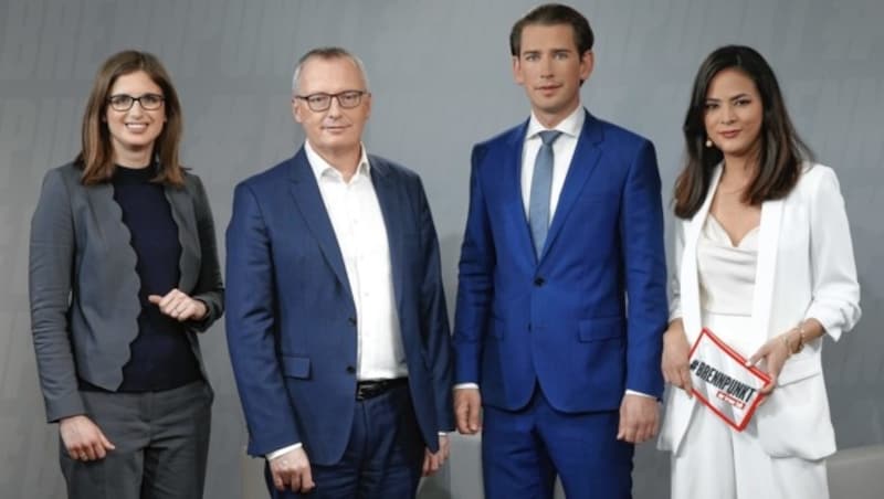 Von links: Katrin Praprotnik, Klaus Herrmann, Sebastian Kurz, Katia Wagner (Bild: Reinhard Holl)