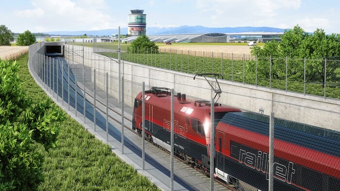 Beim Flughafen Graz soll die Bahn in die Tiefe eintauchen