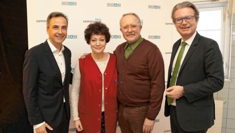 Bürgermeister Siegfried Nagl, Marion Mitterhammer, Harald Krassnitzer, Landesrat Christopher Drexler (Bild: Christian Jauschowetz)