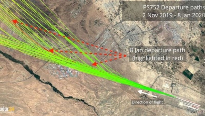 Die Abflugwege der ukrainischen Maschine seit November (Bild: flightradar24)