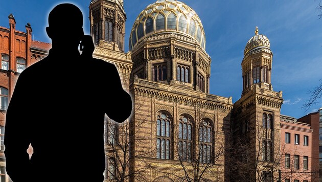 Mehrere Tatverdächtige tschetschenischer Abstammung spähten die Neue Synagoge in Berlin-Mitte aus und fertigten verdächtiges Videomaterial an. (Bild: Wikimedia Commons, stock.adobe.com, krone.at-Grafik)