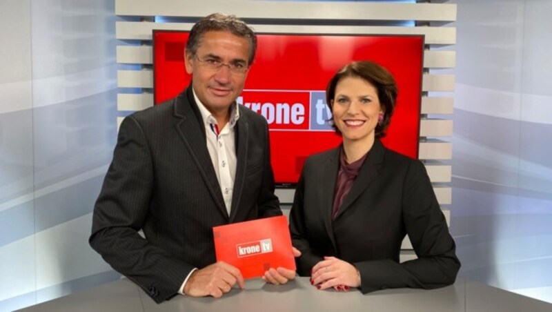 Gerhard Koller im Talk mit Europaministerin Karoline Edtstadler (Bild: krone.tv)