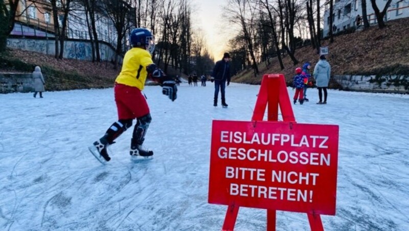 Schon in der letzten Saison gab es keinen Eislauf-Spaß am Lendkanal. (Bild: Clara Milena Steiner)