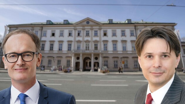 Simon Mayr (li.) und Alexander Molnar (re.) übernehmen die beiden wichtigen Posten des Personalamts- beziehungsweise des Finanzchefs in der Landeshauptstadt. (Bild: Tschepp, Stadt Salzburg)