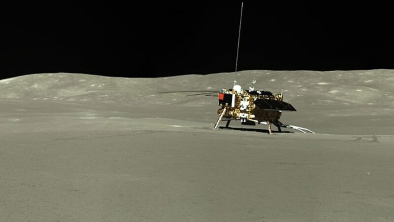 Der Lander „Chang‘e-5“ auf der Rückseite des Mondes (Bild: CNSA/CLEP/Doug Ellison)