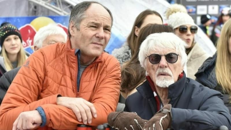 Ex-Formel 1-Fahrer Gerhard Berger (l.) und F1-Urgestein Bernie Ecclestone (Bild: APA/HANS PUNZ)