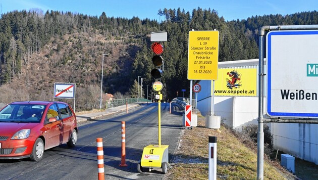 Ab heute ist die Draubrücke in Feistritz für ein Jahr gesperrt. (Bild: Rie-Press/Adalbert Rieder)