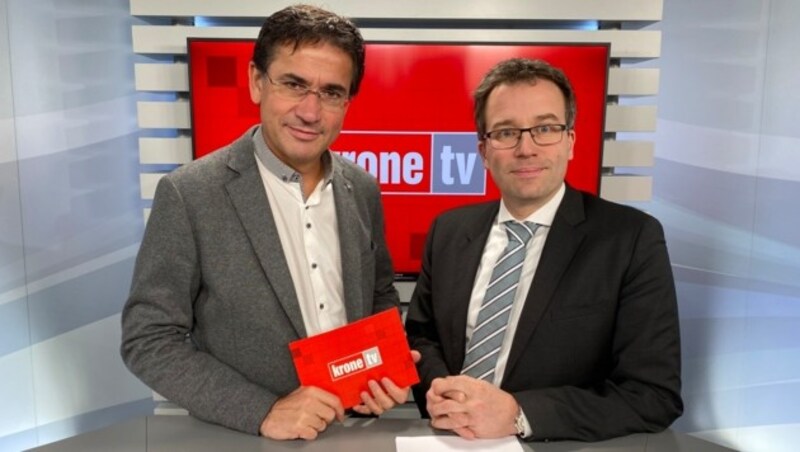 Gerhard Koller im Talk mit Johannes Kopf (Bild: krone.tv)