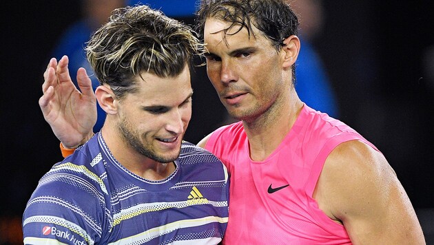 Dominic Thiem (l.) Rafael Nadal (Bild: AP)