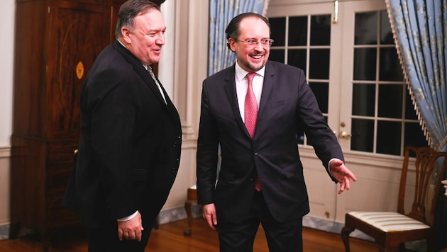 Außenminister Alexander Schallenberg (rechts) und sein US-Amtskollege Mike Pompeo (Bild: APA/BMEIA/MICHAEL GRUBER)