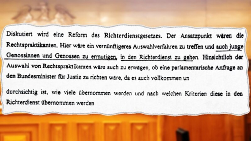 Wie kann man dafür sorgen, dass die SPÖ im Richterstand gut vertreten ist? Das wurde 1997 in einer Anwaltskanzlei von Politikern und Richtern beredet und 2020 wieder ausgegraben. (Bild: Kerstin Wassermann, zVg, krone.at-Grafik)