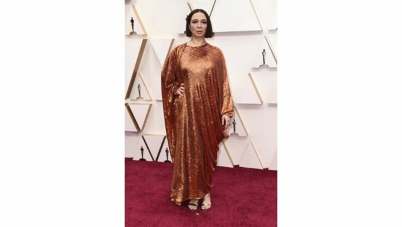 Maya Rudolph verschwand fast ein bisschen in ihrer sackartigen Glitzerrobe von Valentino. (Bild: 2020 Invision)