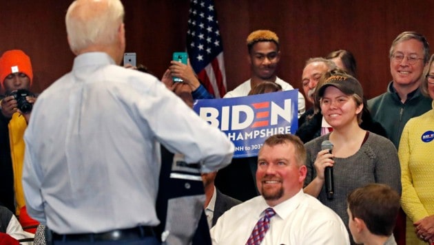 Joe Biden rastete nach einer Frage der Studentin Madison Moore aus. (Bild: AP)