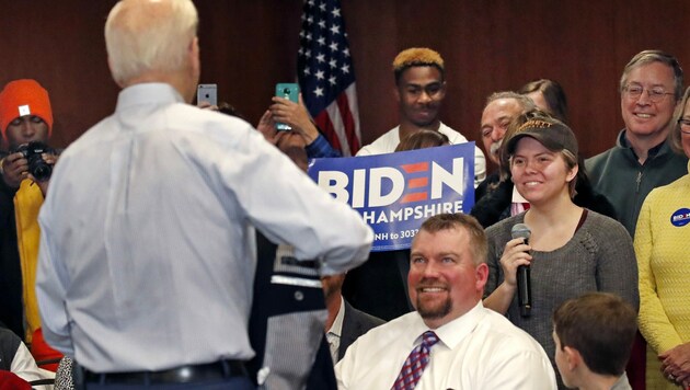Joe Biden rastete nach einer Frage der Studentin Madison Moore aus. (Bild: AP)
