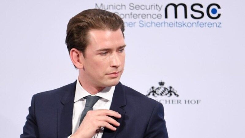 Bundeskanzler Sebastian Kurz bei der Münchner Sicherheitskonferenz (Bild: APA/dpa/Tobias Hase)