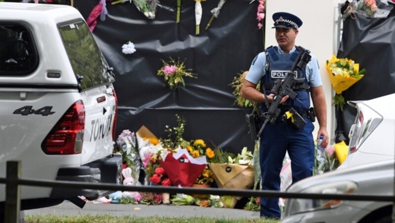 Schreckliches Vorbild für die mutmaßlichen deutschen Rechtsterroristen: Die Anschläge auf zwei Moscheen im neuseeländischen Christchurch im März des Vorjahres (Bild: APA/AFP/WILLIAM WEST)