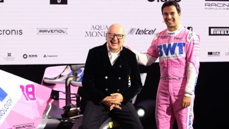 BWT-Boss Andreas Weißenbacher und Pilot Sergio Perez (Bild: GEPA)