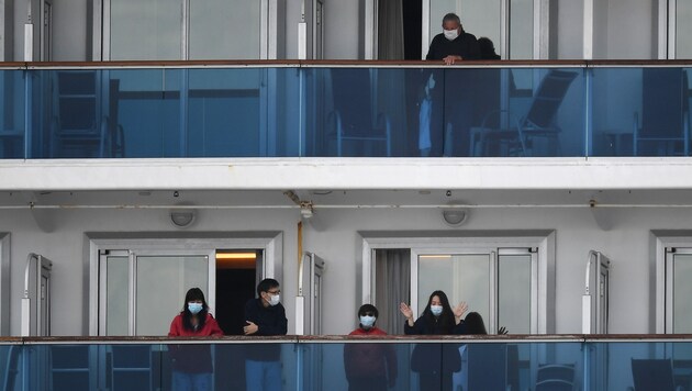 Passagiere auf dem Kreuzfahrtschiff Diamond Princess (Bild: AFP)