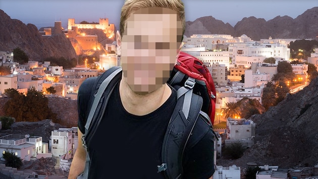 Christopher J. wurde im Oman festgenommen. (Bild: Privat, stock.adobe.com, krone.at-Grafik)