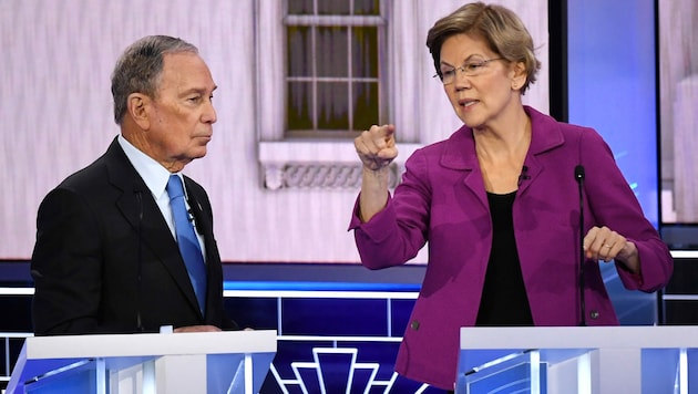 Michael Bloomberg und Elizabeth Warren (Bild: AFP)